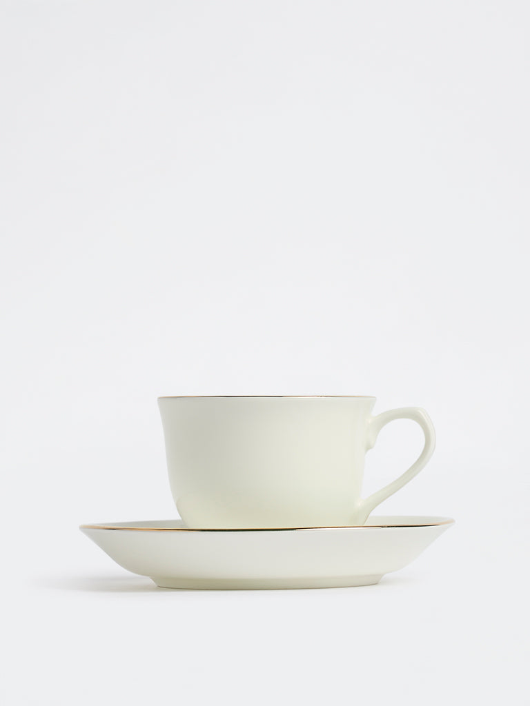 Westside Home White Cup and Saucer