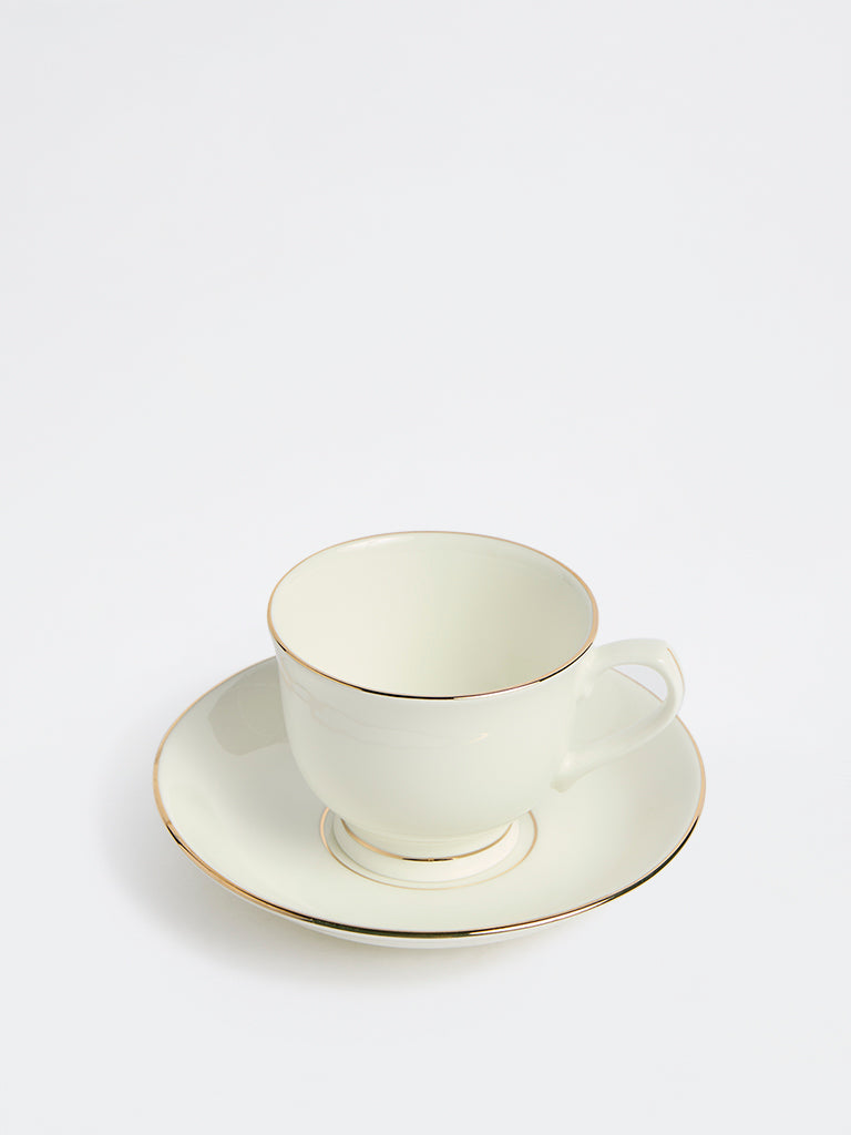 Westside Home White Cup and Saucer