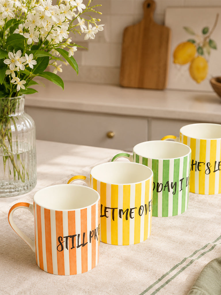 Westside Home Multicolour Stripe Mugs - Set of 4
