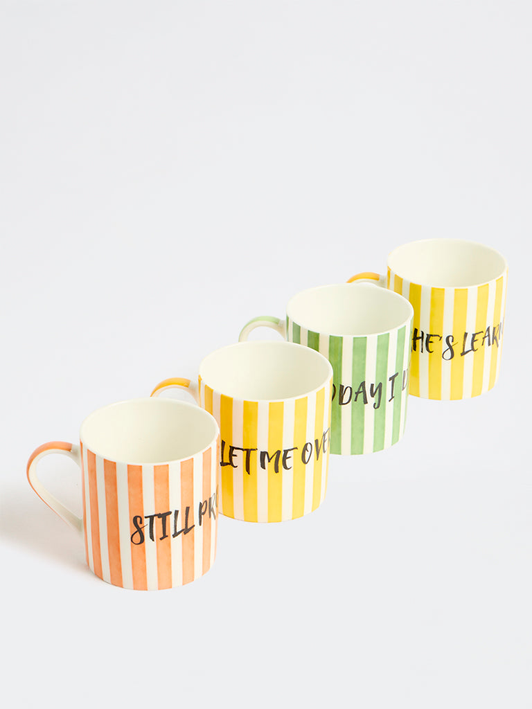 Westside Home Multicolour Stripe Mugs - Set of 4