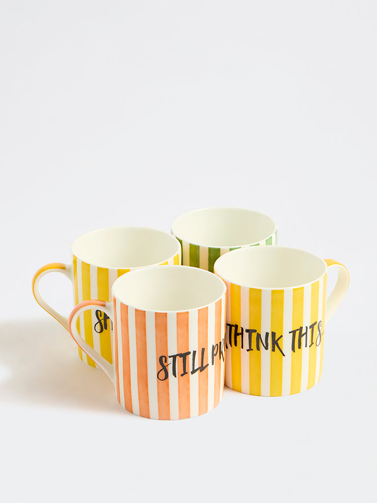 Westside Home Multicolour Stripe Mugs - Set of 4