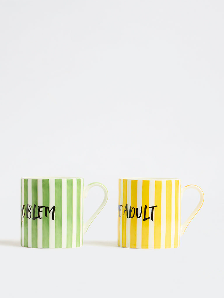 Westside Home Multicolour Stripe Mugs - Set of 2