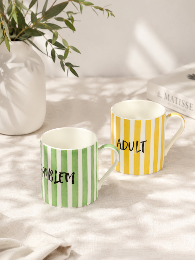 Westside Home Multicolour Stripe Mugs - Set of 2