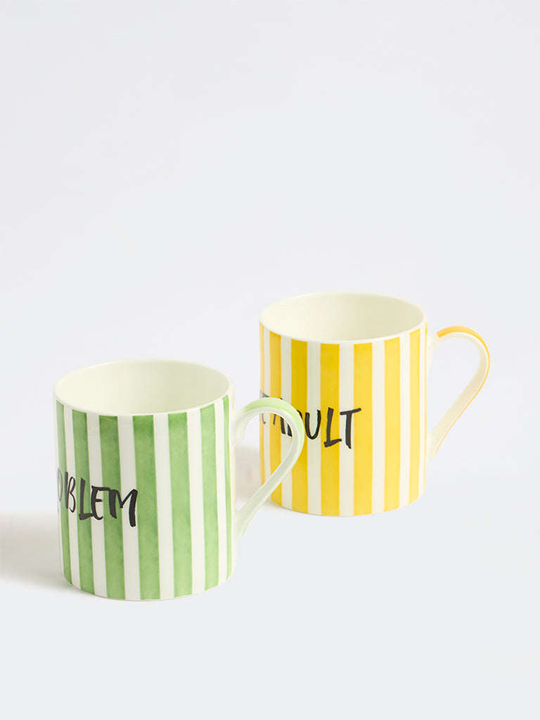Westside Home Multicolour Stripe Mugs - Set of 2