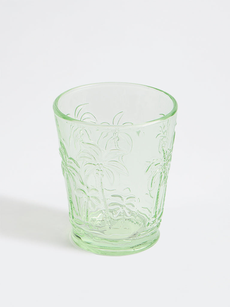 Westside Home Green Palm Tree Textured Water Glass