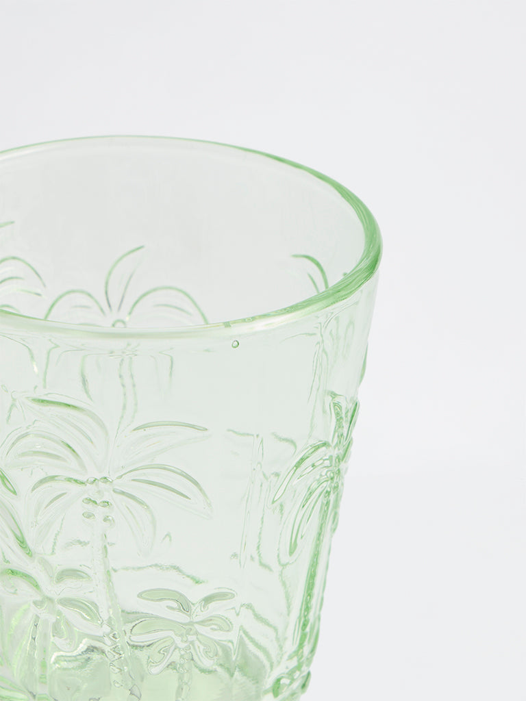 Westside Home Green Palm Tree Textured Water Glass