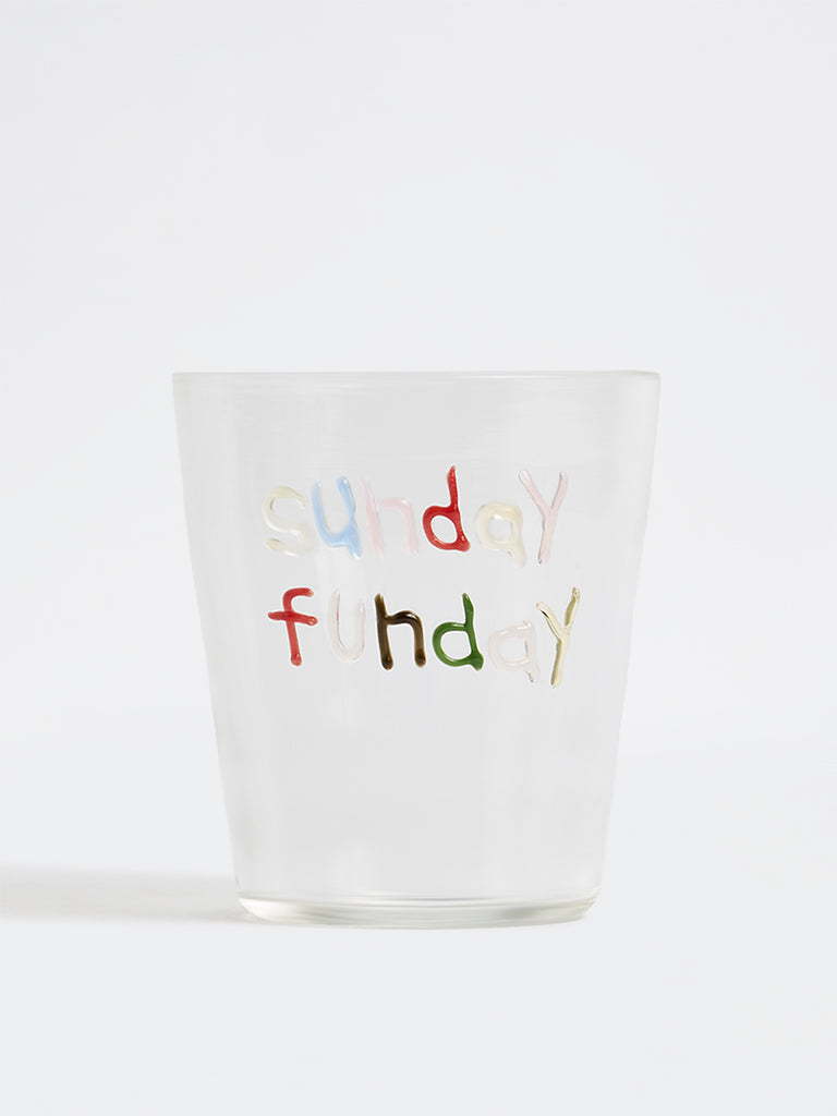 Westside Home Multicolour Text Printed Clear Glass