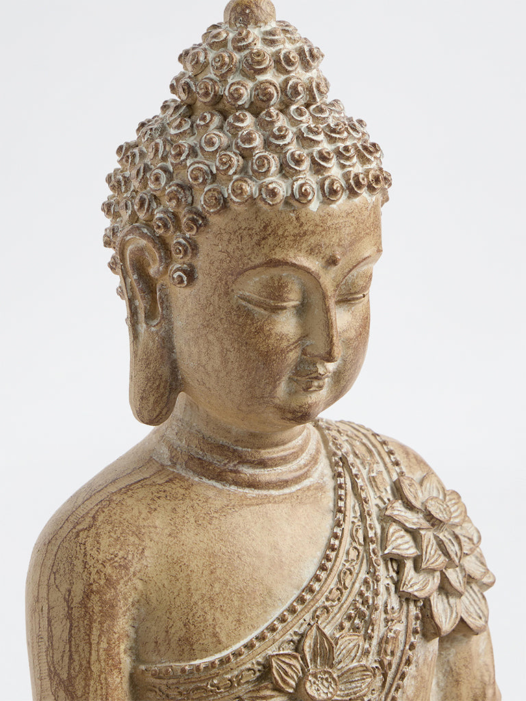 Westside Home Light Taupe Resin Buddha with Boat Decorative Object