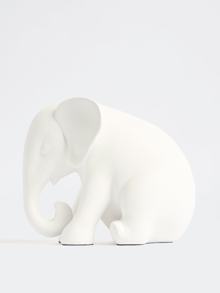 Westside Home White Sitting Elephant Decorative Object