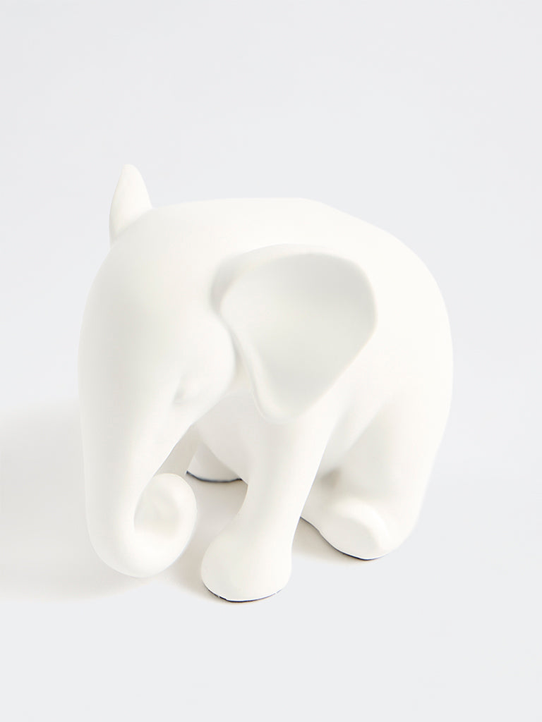 Westside Home White Sitting Elephant Decorative Object