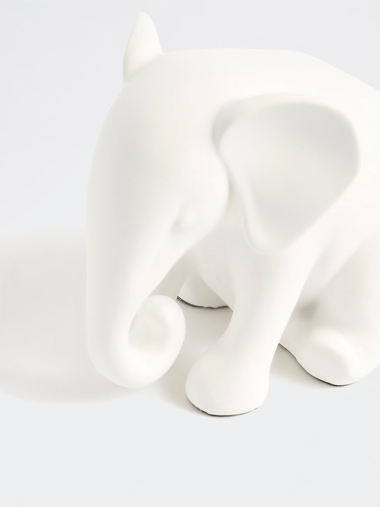 Westside Home White Sitting Elephant Decorative Object