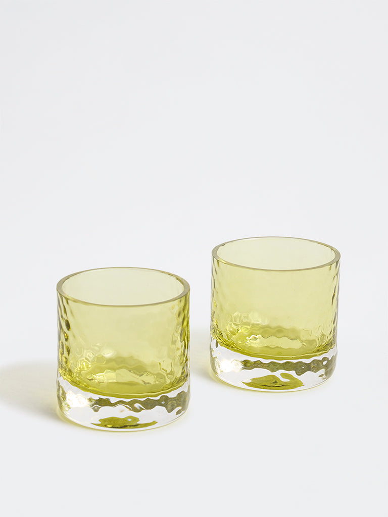 Westside Home Green Textured Glass Votive Holders (Set of 2)