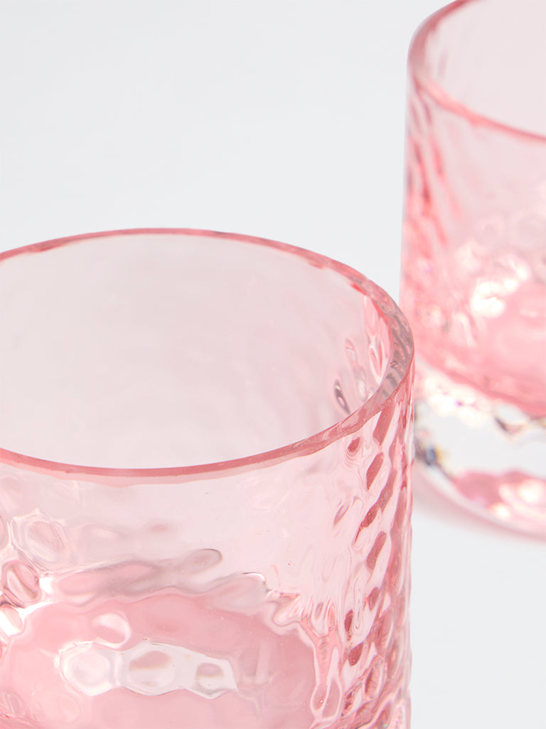 Westside Home Pink Textured Glass Votive Holders (Set of 2)
