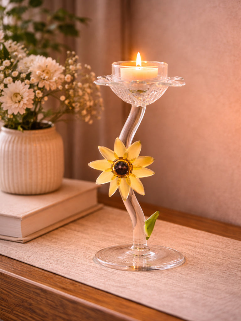 Westside Home Clear Sunflower Candle Holder