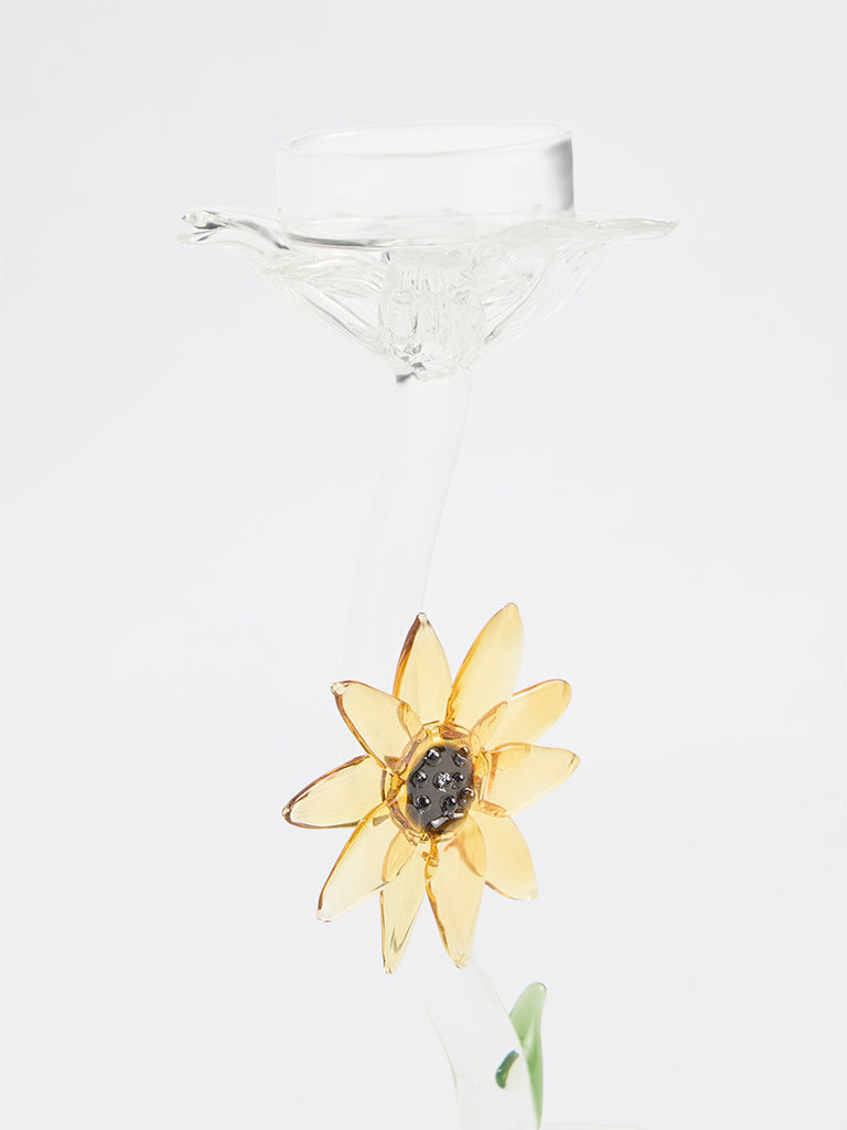 Westside Home Clear Sunflower Candle Holder