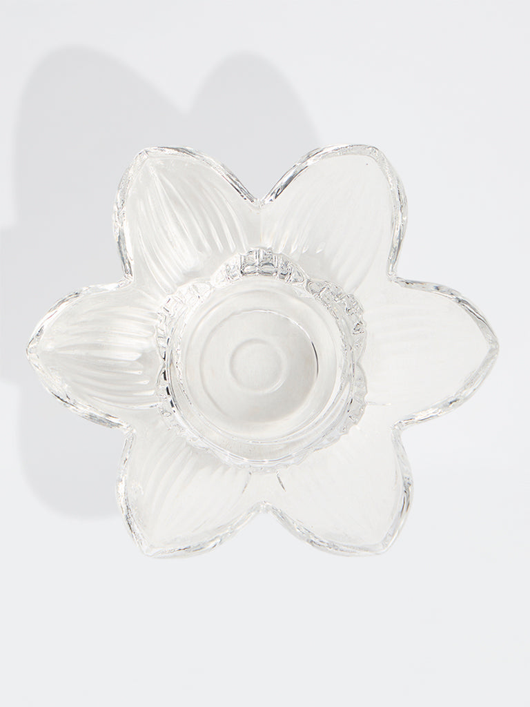 Westside Home Clear Glass Flower Tealight Candle Holder