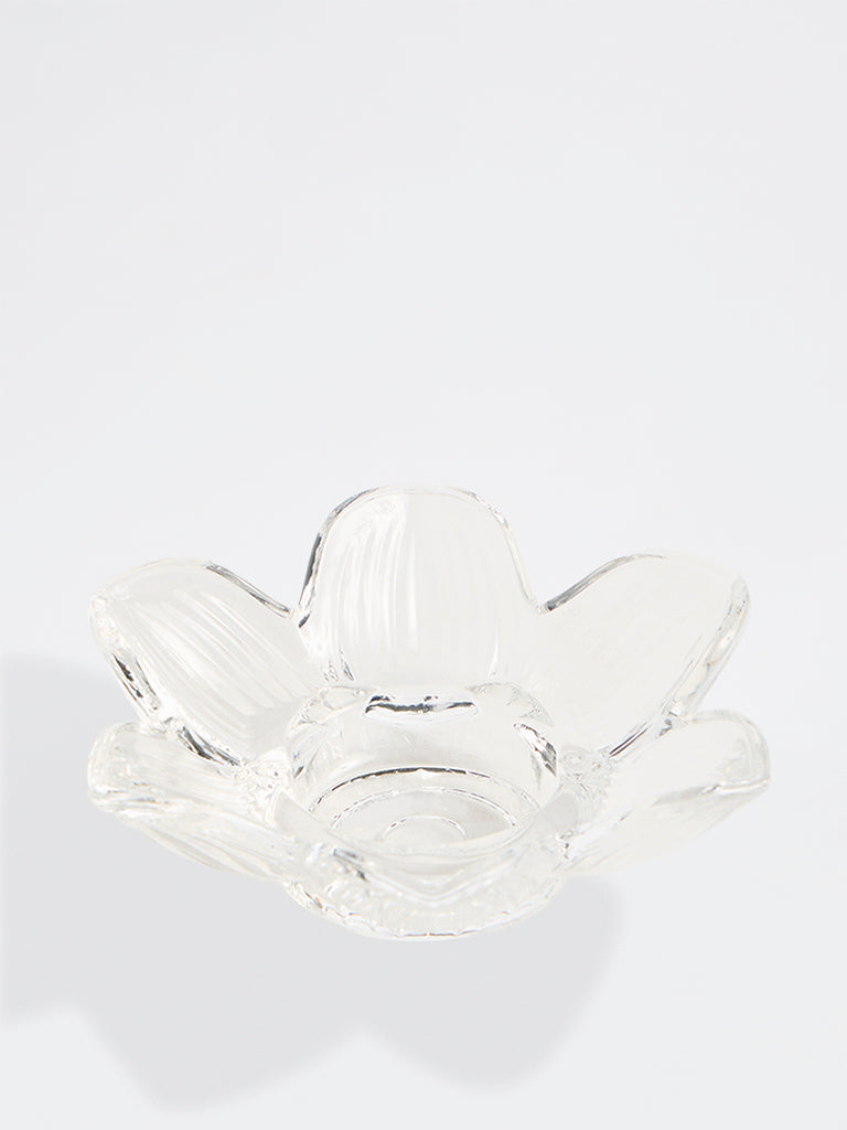 Westside Home Clear Glass Flower Tealight Candle Holder