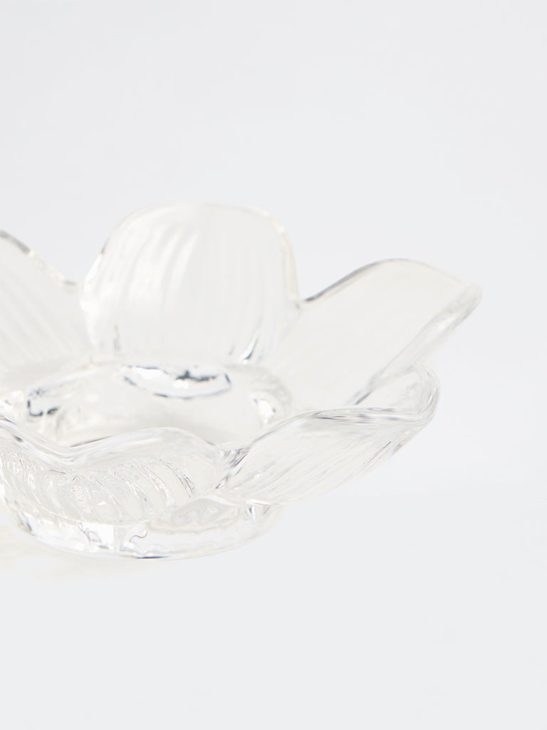 Westside Home Clear Glass Flower Tealight Candle Holder