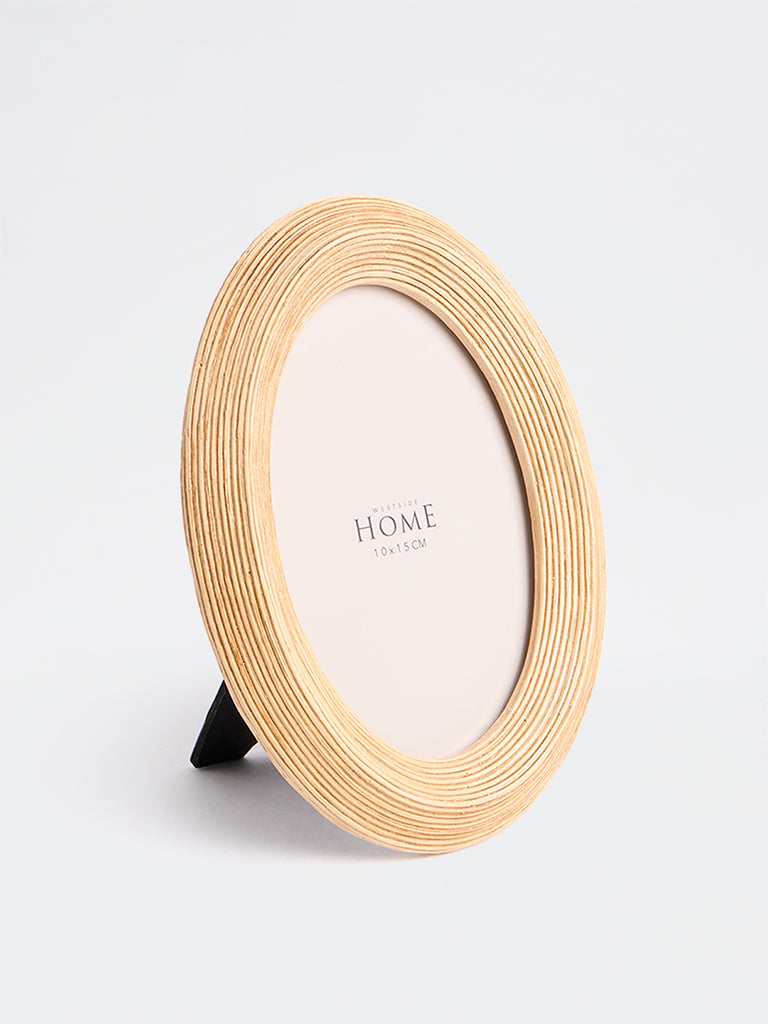 Westside Home Light Beige Textured Oval Photo Frame