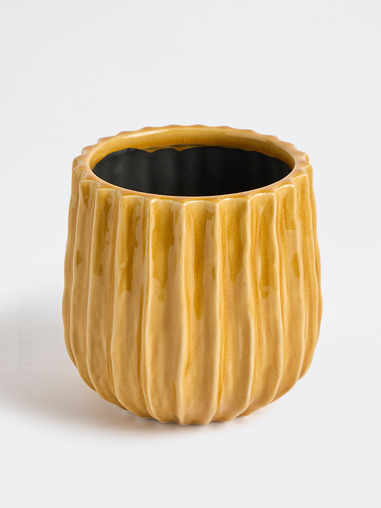 Westside Home Mustard Ribbed Pot