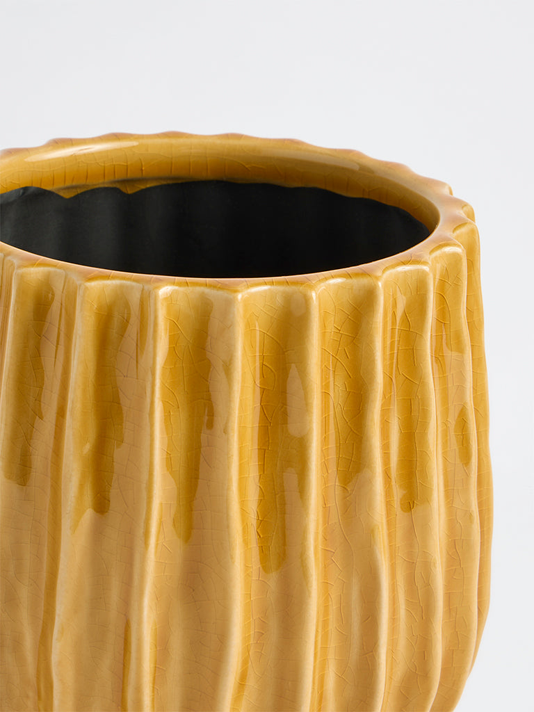 Westside Home Mustard Ribbed Pot