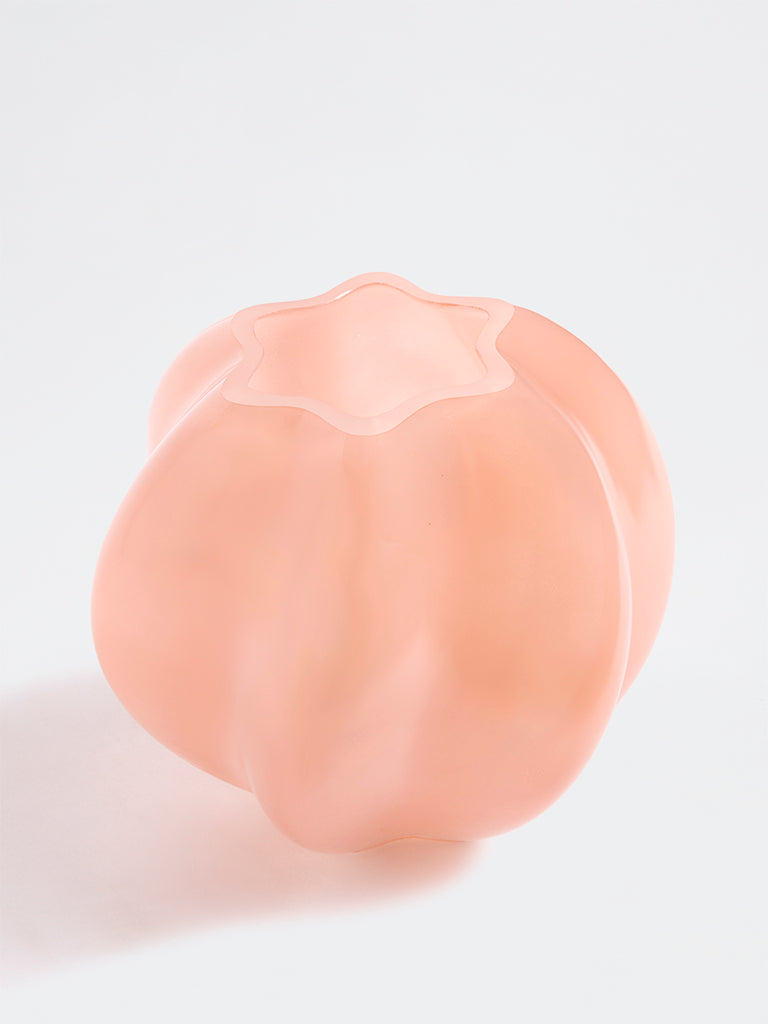 Westside Home Pink Ribbed Glass Vase
