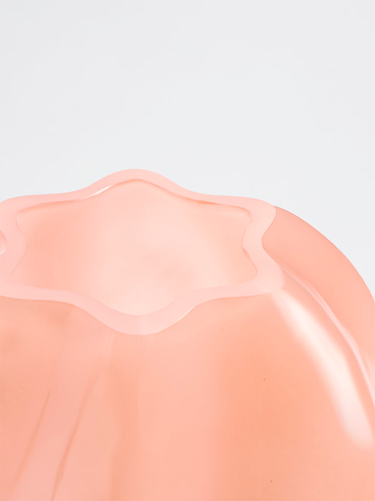 Westside Home Pink Ribbed Glass Vase