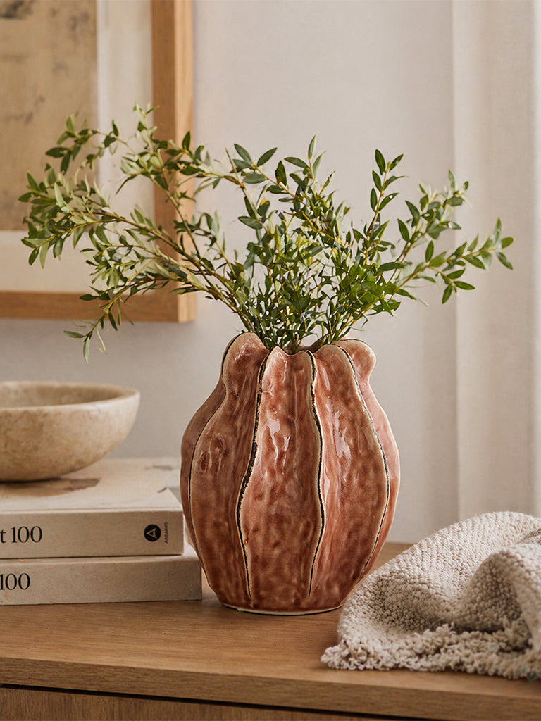 Westside Home Blush Pink Ceramic Fossil Vase