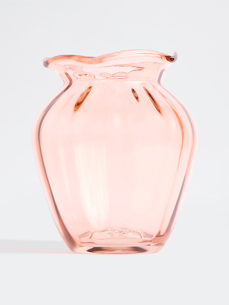 Westside Home Pink Frill-Design Glass Vase