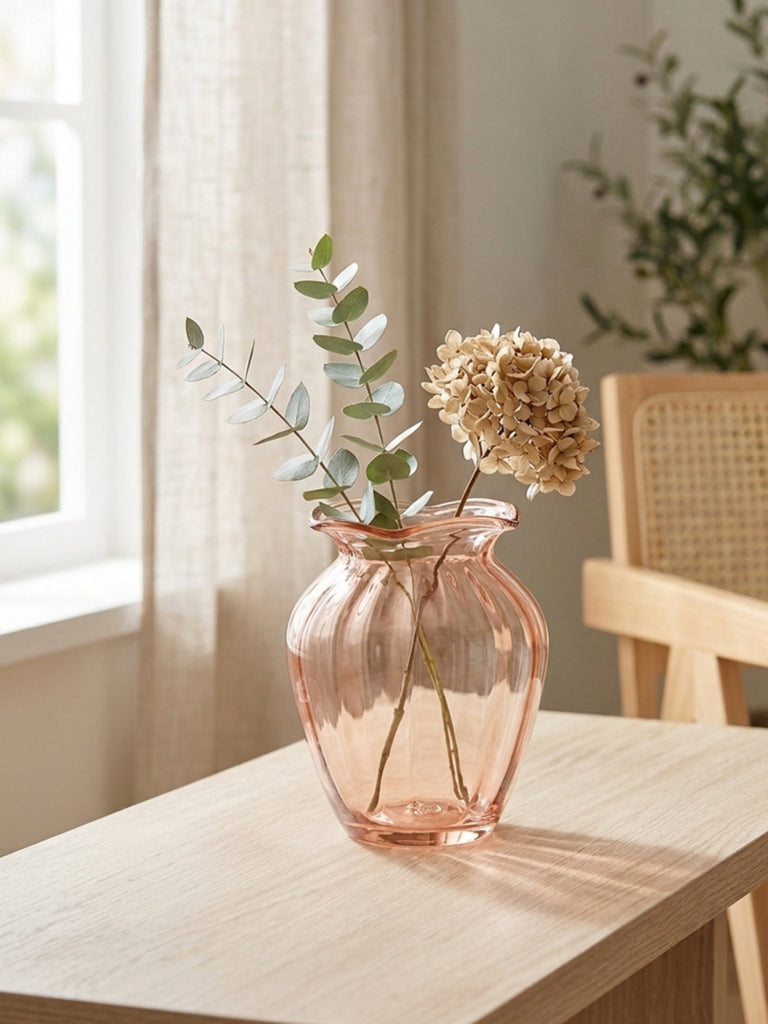 Westside Home Pink Frill-Design Glass Vase