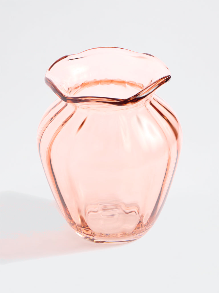 Westside Home Pink Frill-Design Glass Vase