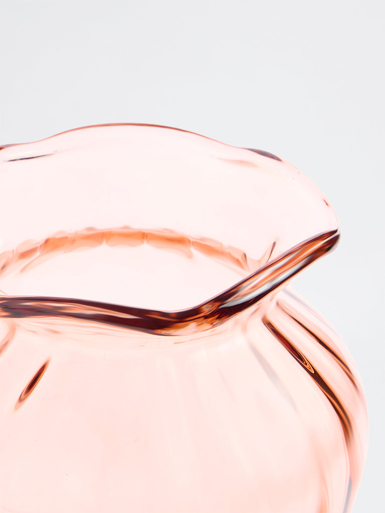Westside Home Pink Frill-Design Glass Vase