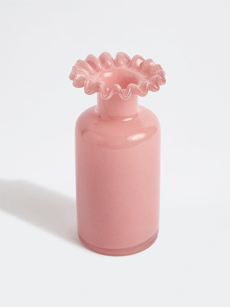 Westside Home Pink Flower Glass Bottle Vase