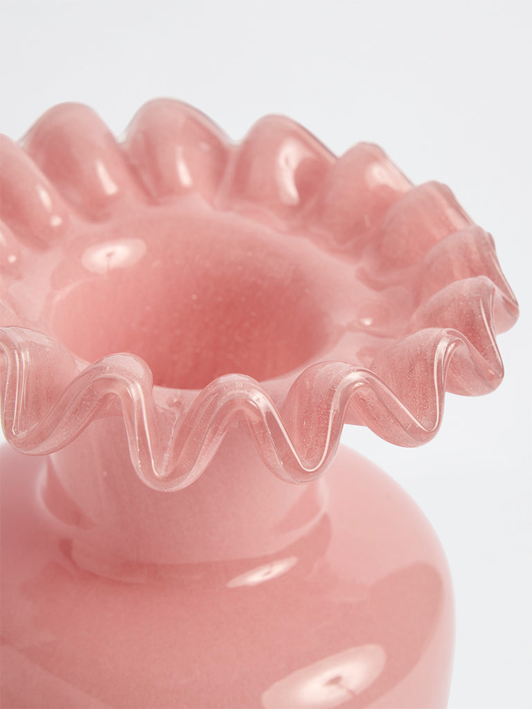 Westside Home Pink Flower Glass Bottle Vase