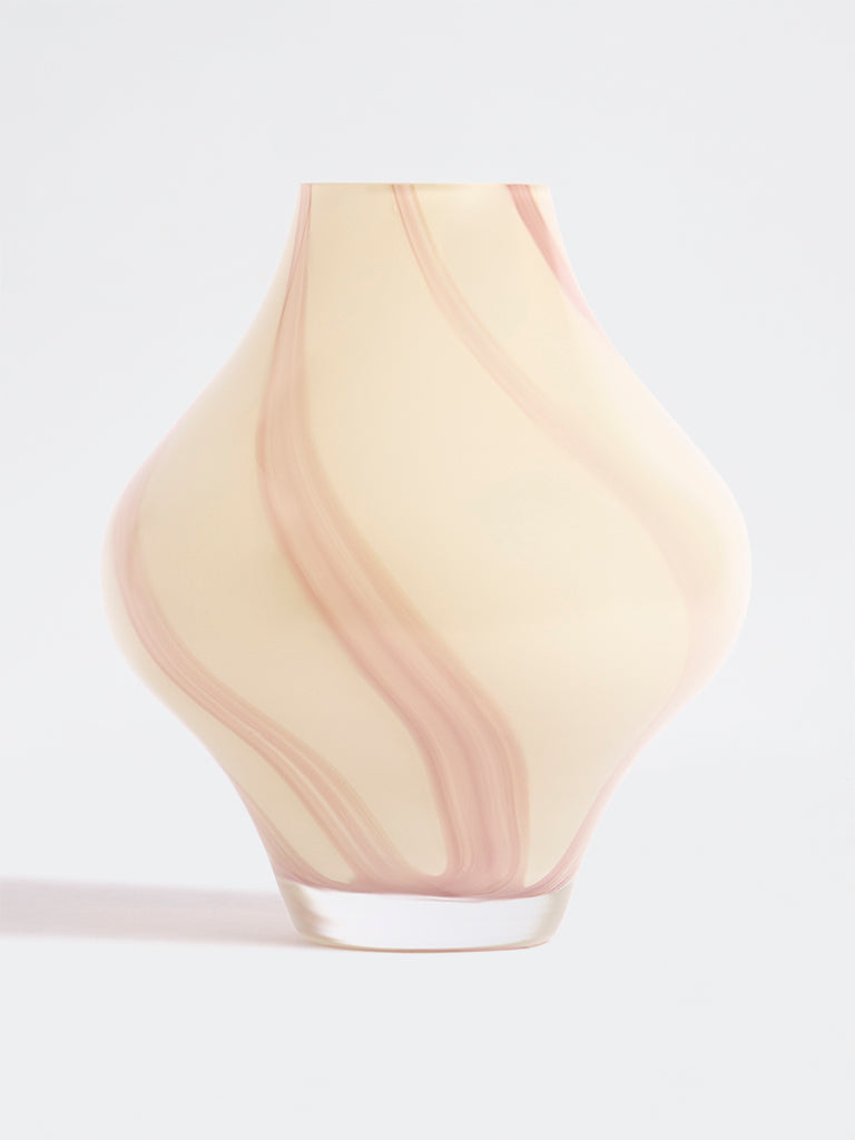 Westside Home Pink Swirl-Design Glass Vase