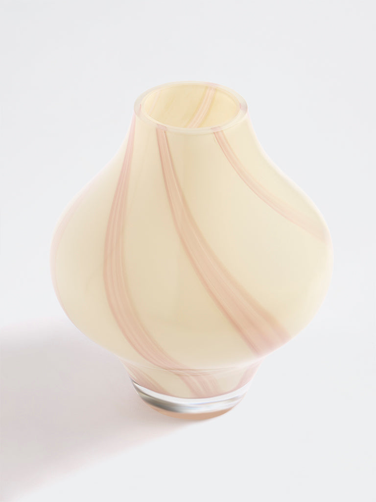 Westside Home Pink Swirl-Design Glass Vase