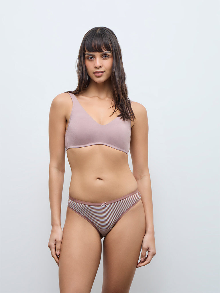 Wunderlove Brown Bikini Cotton-Blend Briefs - Pack of 3