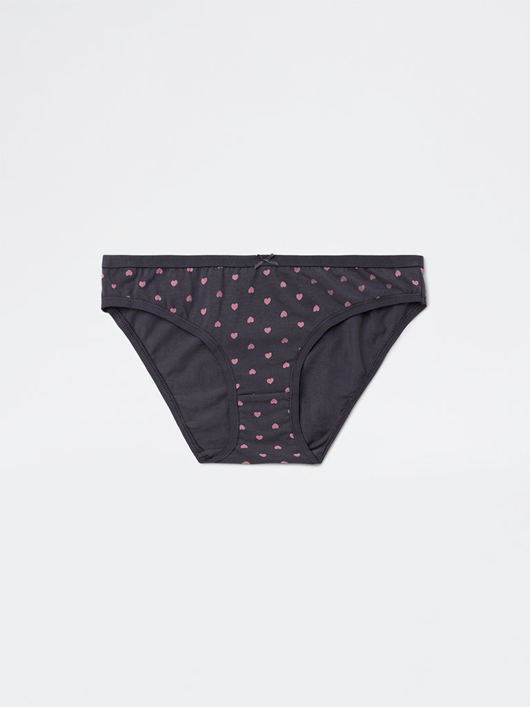 Wunderlove Mauve Printed Cotton-Blend Bikini Briefs - Pack of 3
