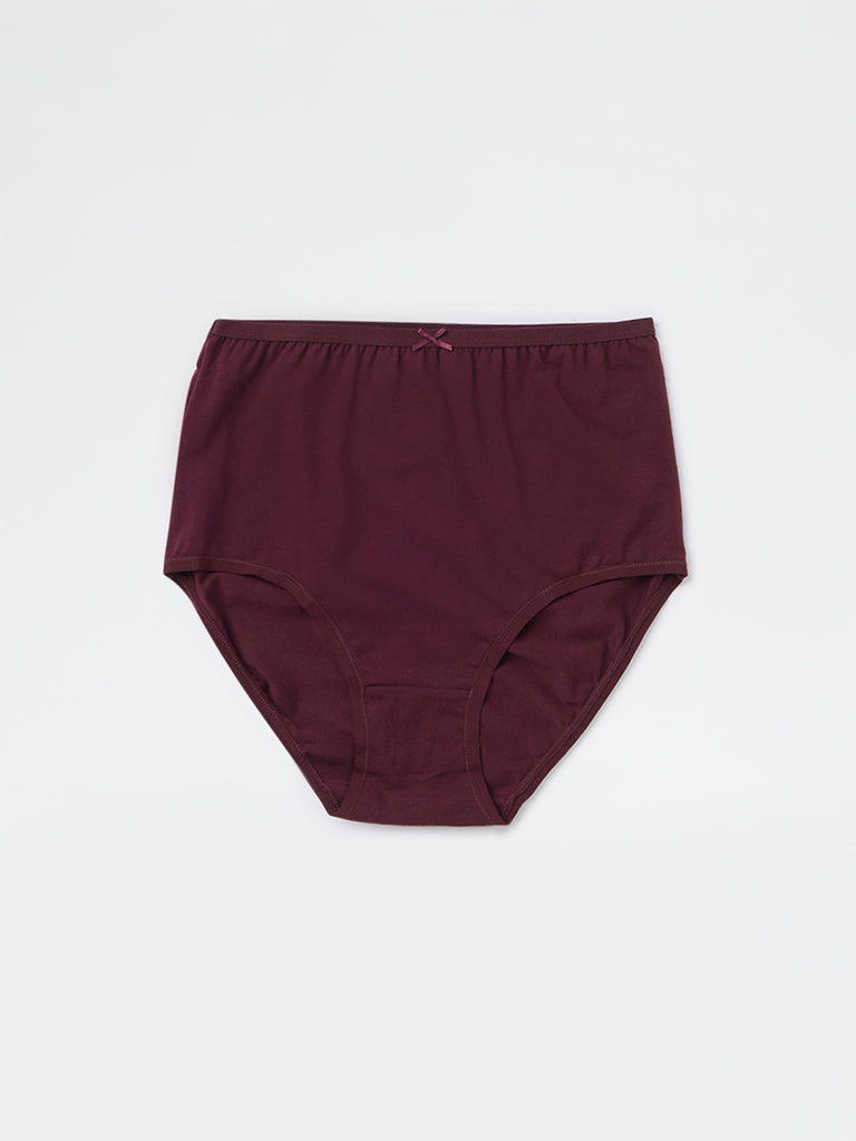 Wunderlove Burgundy Full Cotton-Blend Briefs - Pack of 3