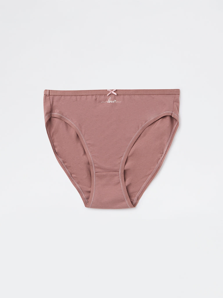 Wunderlove Mauve Bikini Cotton-Blend Briefs - Pack of 3