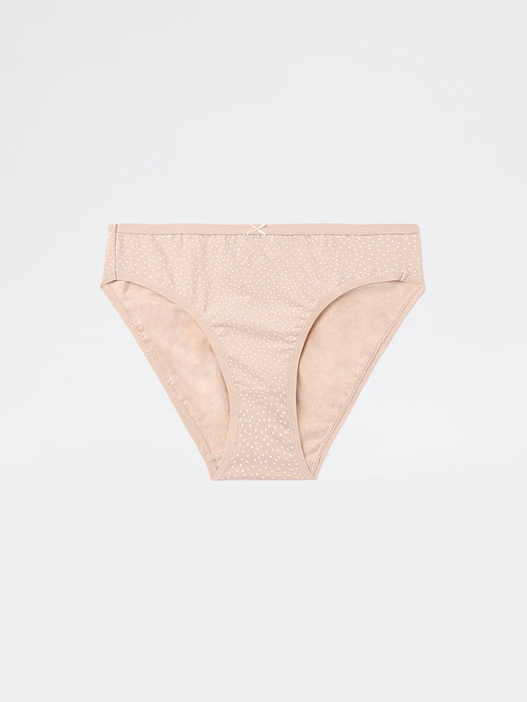 Wunderlove Taupe Hi-Leg Cotton-Blend Briefs - Pack of 3