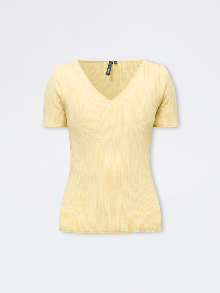 LOV Yellow Ribbed-Textured Top