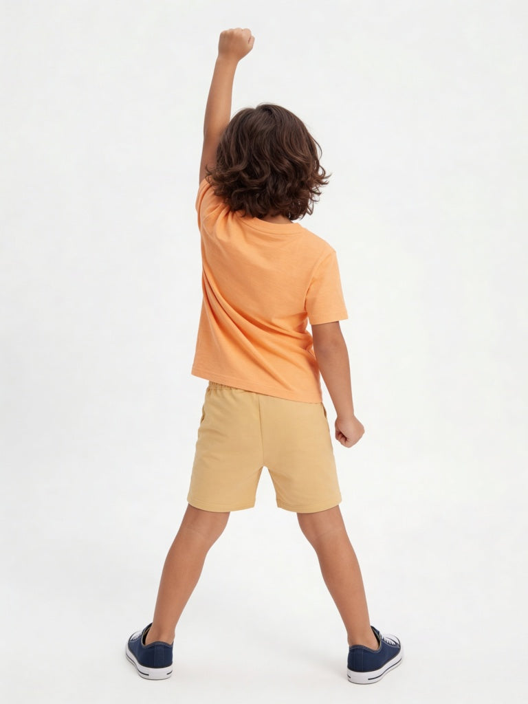 HOP Kids Boys Orange Animal Pattern Cotton T-Shirt