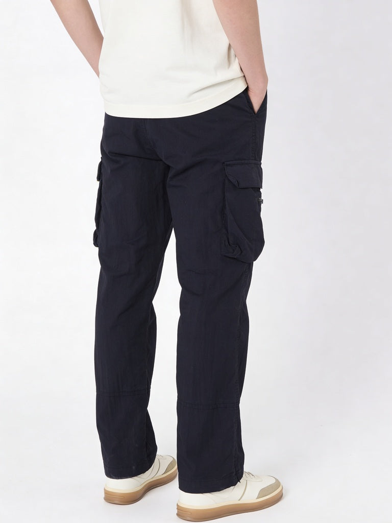 Boys Black Cargo Style Mid-Rise Pants