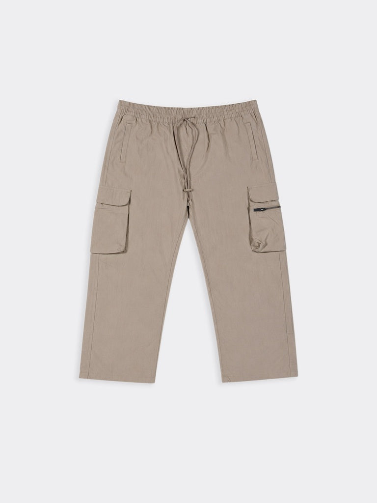 Boys Taupe Multi-Pocket Utility Cargo Trousers