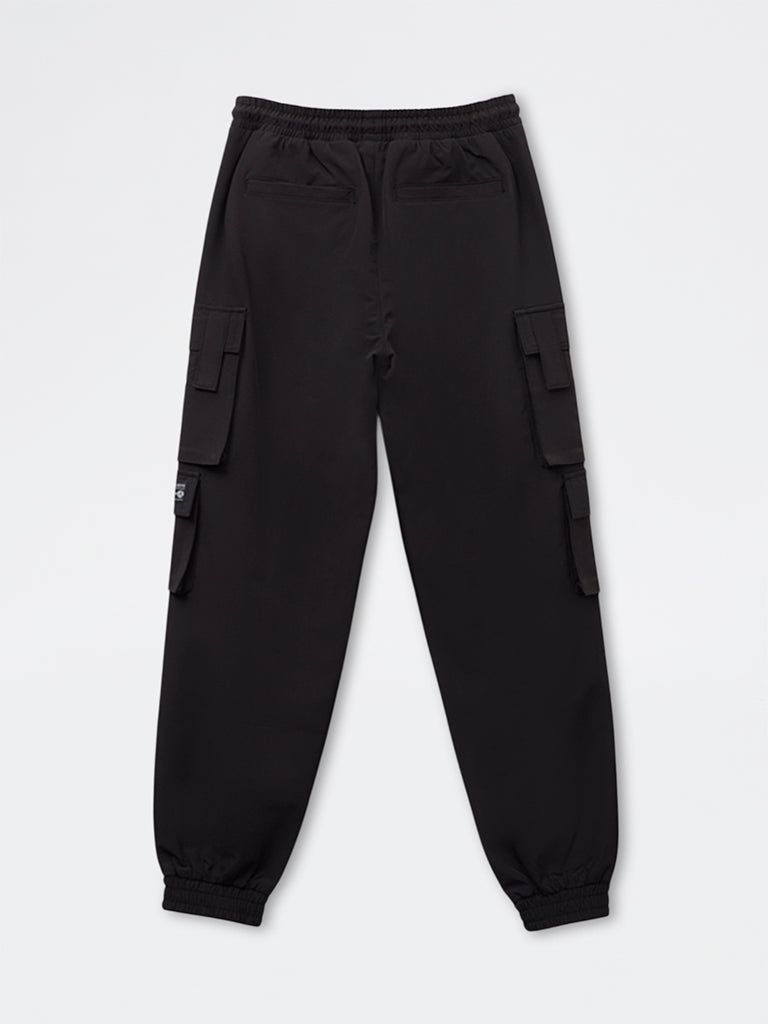 Y&F Kids Boys Black Cargo Style Mid-Rise Joggers