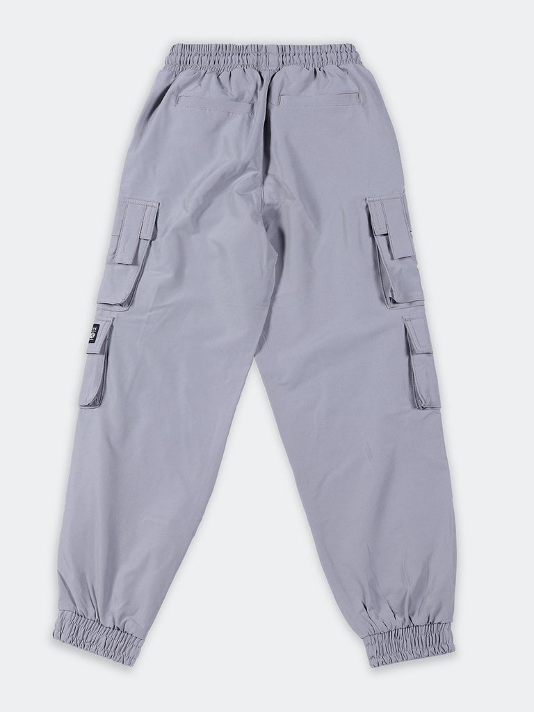 Boys Grey Multi-Pocket Relaxed Fit Cargo Pants