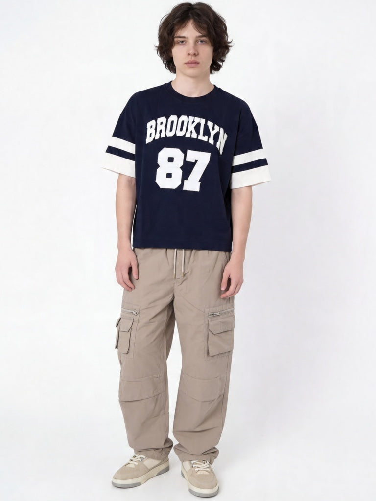 Boys Taupe Mid-Rise Cotton-Blend Cargo Pants