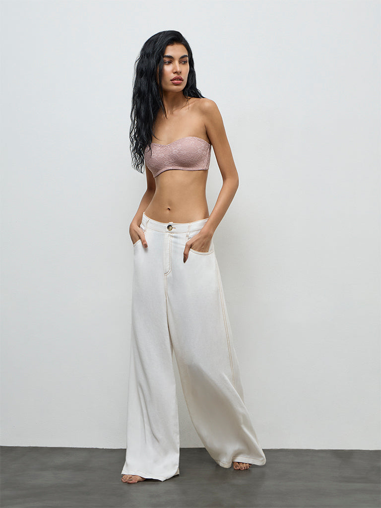 Superstar Dusty Mauve Lace-Detailed Padded Bra