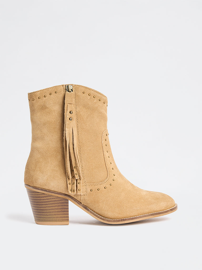 LUNA BLU Tan Studded Suede Boots